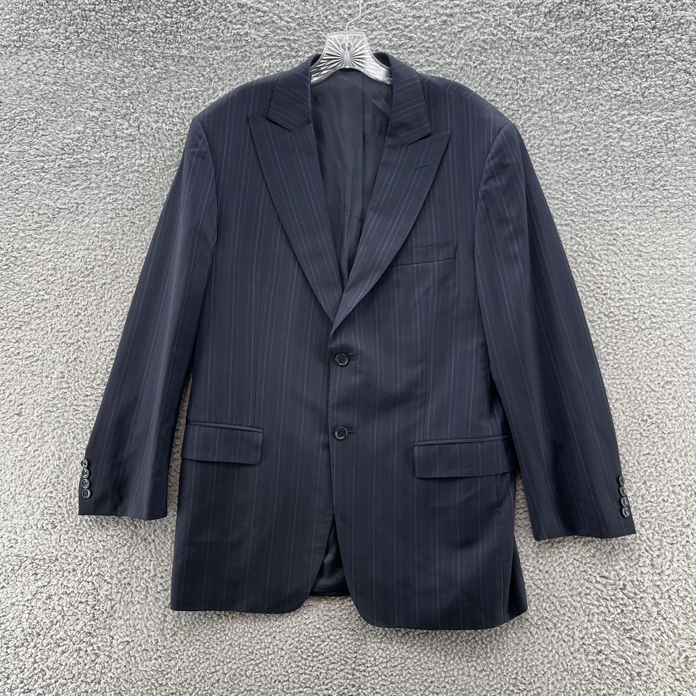 Versace Collection Blazer Mens 44R Blue Wool Pinstripe Italy Suit Coat Jacket